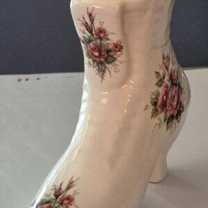 Vintage VB Athena Victorian High Boot Floral Porcelain Shoe Vase Planter GC